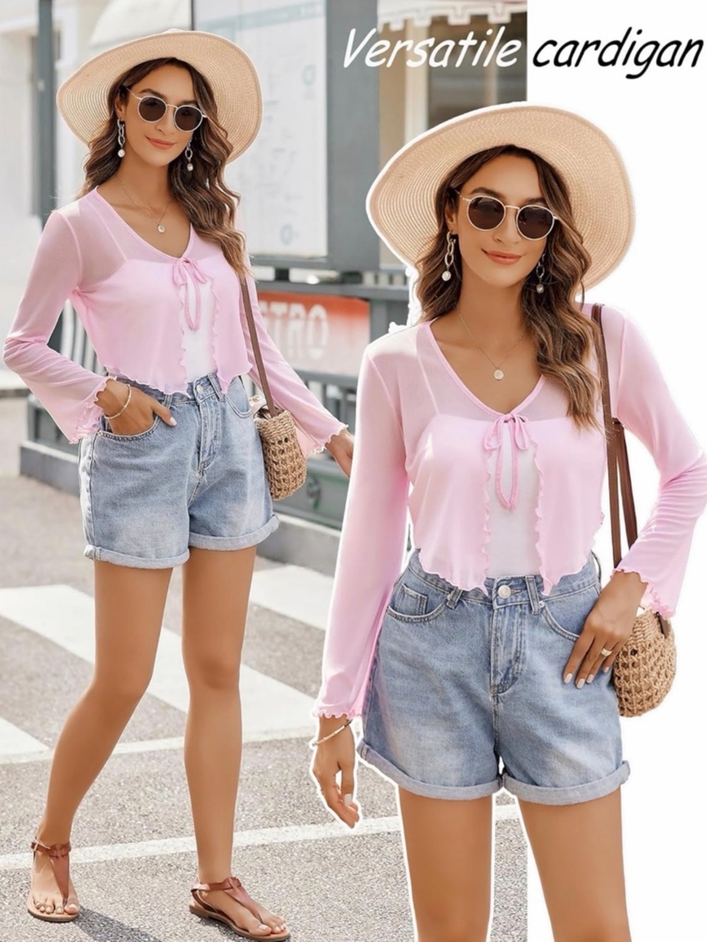 Women’s Pink Tie-Front Lightweight Cardigan